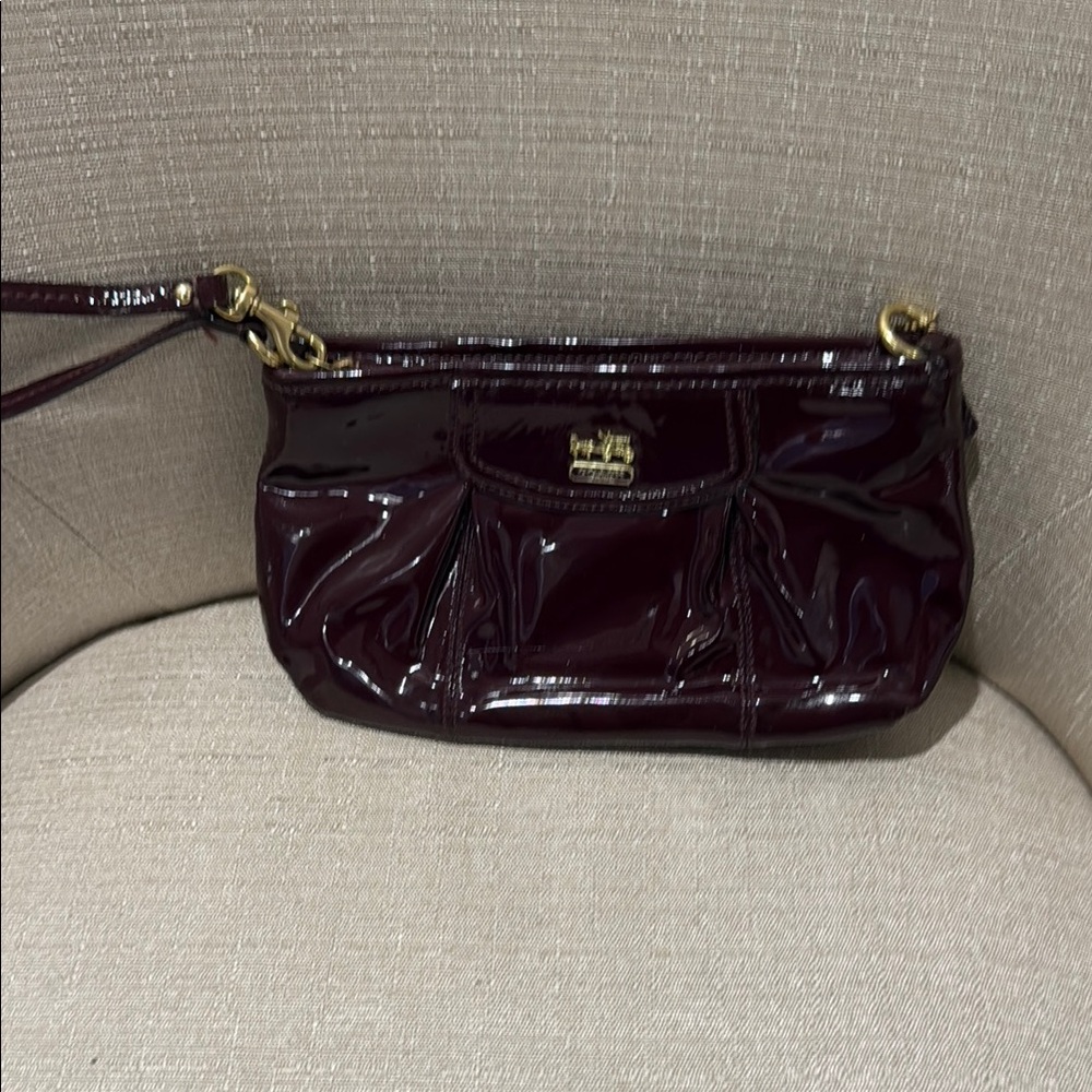Coach Burgundy Patent Leather Wristlet